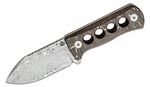 QSP Knife QS141-F Canary Laminated nůž na krk 6,4 cm, damašek, uhlíkové vlákno, měď, pouzdro Kydex