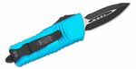 Microtech 238-3TQ MINI TROODON Black Serrated Turquoise automatický nôž 5 cm, čierna, tyrkys, hliník