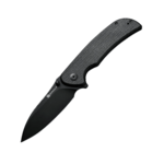 S23077-3 Sencut Borzám Black Canvas Micarta Handle Black 9Cr18MoV Blade Liner Lock