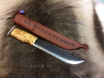 WOOD JEWEL WJ23LE Leuku lovecký nůž 21 cm, bříza, paroh, kožené pouzdro