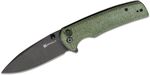 S21007-2 Sencut Sachse Green Micarta Handle Black Stonewashed 9Cr18MoV Blade Button Lo