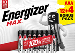 Energizer Max AAA alkalické baterie 12+4 16ks E303341000
