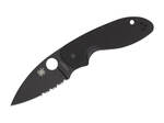 Spyderco C216GPSBBK Efficient Black vreckový nôž 7,6 cm, celočierny, čiastočné zúbkovanie, G10
