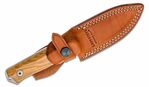 B41 UL LionSteel Fixed Blade Sleipner Steel stone washed, OLIVE wood handle, leather sheath