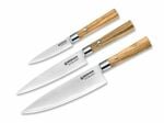 Böker Manufaktur Solingen 130440SET sada kuchyňských nožů 3 ks, olivové dřevo, damašek