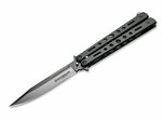 Magnum 06EX402 Balisong All Black zsebkés/balisong 10,5 cm, szürke, teljesen acél