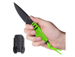 ANV Knives ANVP100-043 P100 Neon Green nôž na krk 7,5 cm, čierna Cerakote, paracord, oceľ, puzdro
