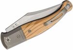 GT01 UL LionSteel Niolox blade, Olive wood Handle, Titanium Bolster & Liners