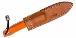 M1 GOR LionSteel Fixed knife m390 blade Orange G handle, leather sheath, Ti Pearl