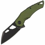 FE-026 AOD FOX kniva EDGE ATRAX FOLDING KNIFE, BLACK STONE WASHED 9Cr13 BLADE, OD GREEN TYPE D HAN