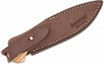 WL1  UL LionSteel Fixed knife m390 blade OLIVE wood andle, Ti guard, leather sheath