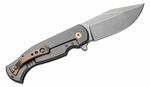 FOX kések FX-524 TICF EAST WOOD TIGER nagy zsebkés 9,5 cm, Stonewash, titán