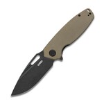 Kubey KU322D Tityus Tan vreckový nôž 8,6 cm, Dark Stonewash, hnedá Tan, G10, spona