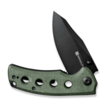 S23068-3 Sencut Excalis zöld vászon Micarta fogantyú fekete 9Cr18MoV pengebetét zár