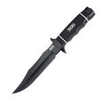 SOG-S10B-K TECH BOWIE - BLACK TINI pevný nůž 16,3 cm, celočerná, Kraton, nylonové pouzdro