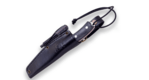 JOKER CM120-P Bushcrafter vnější nůž 10,5 cm, černá, Micarta, kožené pouzdro, křesadlo, šňůrka
