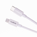 OEM0101314 Maxlife MXTC-06-20AC PD QC töltő 1x USB-C 1x USB 20W fehér + USB-C - Lightning kábel 20