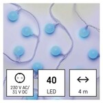 D5AB01 Emos Lighting LED světelný cherry řetěz – kuličky 2,5 cm, 4 m, vnější i vnitřní, modrá,