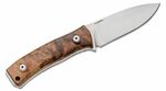 M4 WN LionSteel Fixed Blade M390 satin Walnut hwood andle, leather sheath