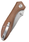 Kubey KU314M Ruckus Tan vreckový nôž 8,4 cm, hnedá, Micarta, spona