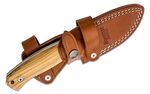 M2M UL LionSteel Fixed Blade M390 satin blade, Olive wood handle, leather sheath