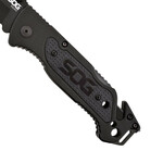 SOG-FF25-CP ESCAPE - BLACK záchranrásky vreckový nôž 8,6 cm, celočierna, hliník 