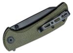 S22014-1 Sencut Fritch zöld vászon Micarta nyél fekete kőmosott 9Cr18MoV penge Li