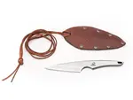Beavercraft NCK2 Neck Knife nůž na krk 7 cm, Satin, celoocelový, kožené pouzdro