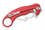 LionSteel LE1 A RS L.E.One Red vreckový nôž - karambit 8,2 cm, Stonewash, červená, hliník