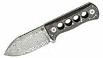QSP Knife QS141-E Canary Laminated nůž na krk 6,4 cm, damašek, uhlíkové vlákno, hliník, pouzdro Kyde
