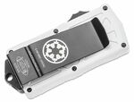 Microtech 158-1ST Exocet Tanto Stormtrooper automata kés 5 cm, fehér, alumínium, pénzcsipesz