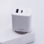 Maxlife MXTC-10-30AC PD QC nabíjačka 1x USB-C 1x USB 30W, biela (OEM0101404)