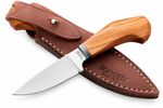 WL1  UL LionSteel Fixed knife m390 blade OLIVE wood andle, Ti guard, leather sheath