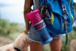 KiwiWalker TVL-121 Travel Bottle 2in1 cestovná fľaša na vodu/jedlo, plast, modro-ružová