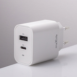 OEM0101315 Maxlife MXTC-06-30AC PD QC töltő 1x USB-C 1x USB 30W fehér + USB-C - USB-C kábel 60W