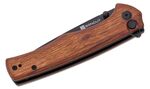 S21012-5 Sencut Crowley Guibourtia Wood Handle Black Stonewashed D2 Blade Button Lock