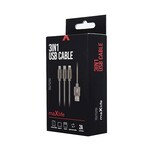 MaxLife Nylonový kabel 3v1 Micro USB / Type-C / for iPhone 8-PIN Fast Charge 2.1A, šedý