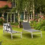10033364 Blumfeldt Renazzo Lounge, zahradní lehátko, 70/30 PVC/PE, hliník, 6 úrovní, bílé/šedé