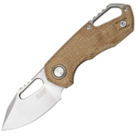 MKM MK FX03M-3NC ISONZO Clip Point vreckový nôž 4,9 cm, Stonewash, Natural hnedá, Micarta