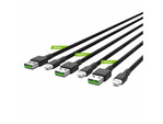 Green Cell KABGCSET06 set 3 rychlodobíjecích kabelů USB - Lightning 200cm bílá LED