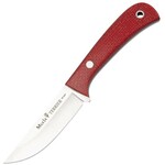 TERRIER-9Y Muela 88mm blade, full tank, raspberry Jute Micarta scales and leather sheath